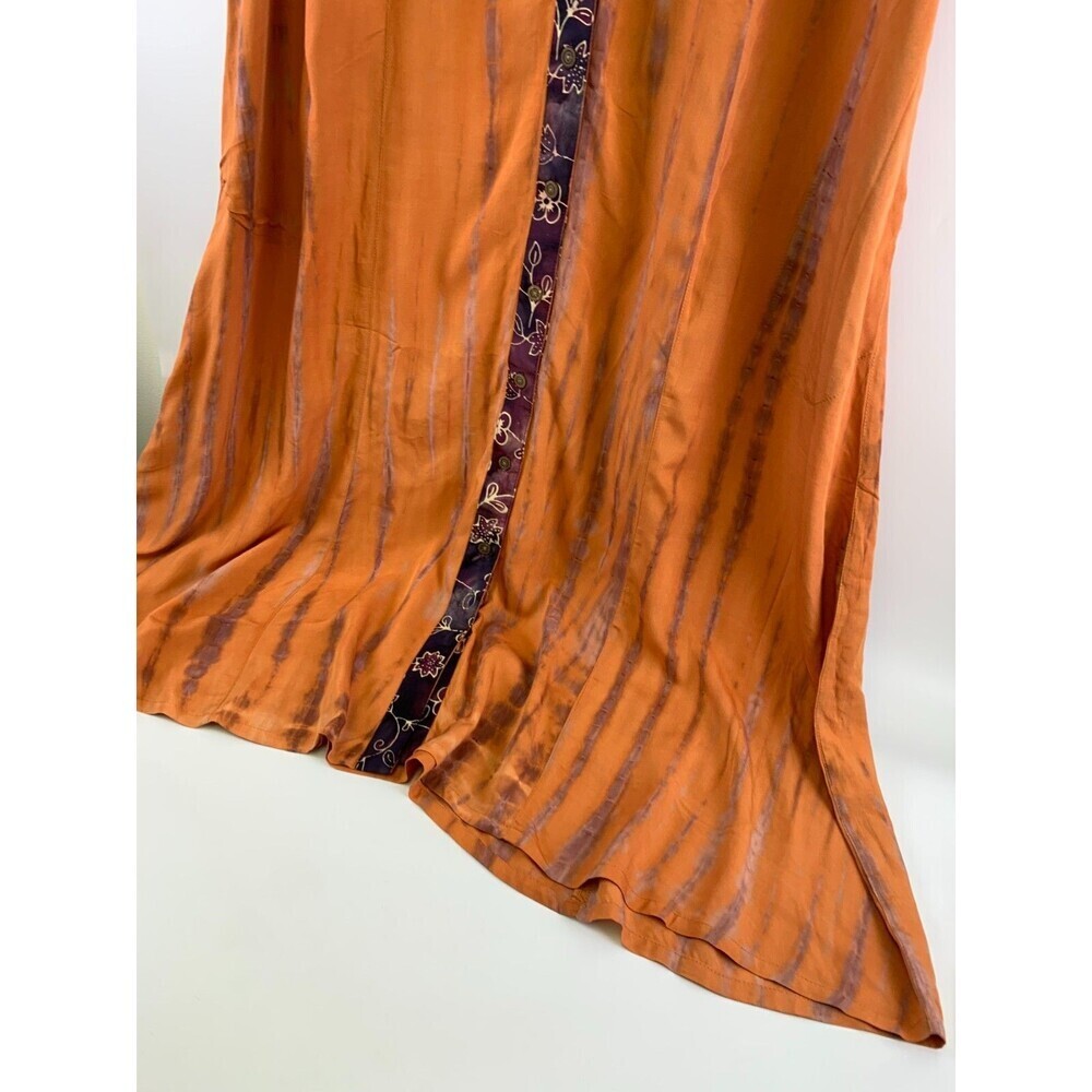 Soft Surroundings Sunset Bali Dress Orange Short Sleeve Button 2BD24 Womens 1X - Picture 5 of 13